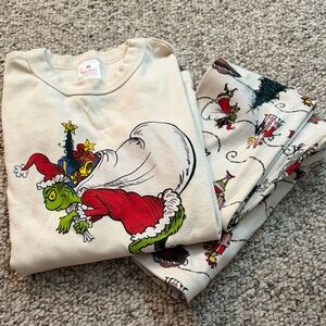 Hanna Andersson Grinch Kids Pajama Set - Cream and Red